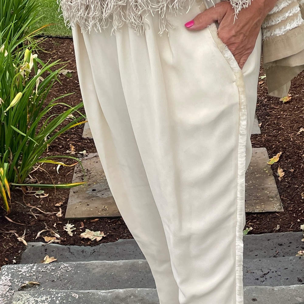 Stella McCartney Cream Fringe Tuxedo Pants Euro 42